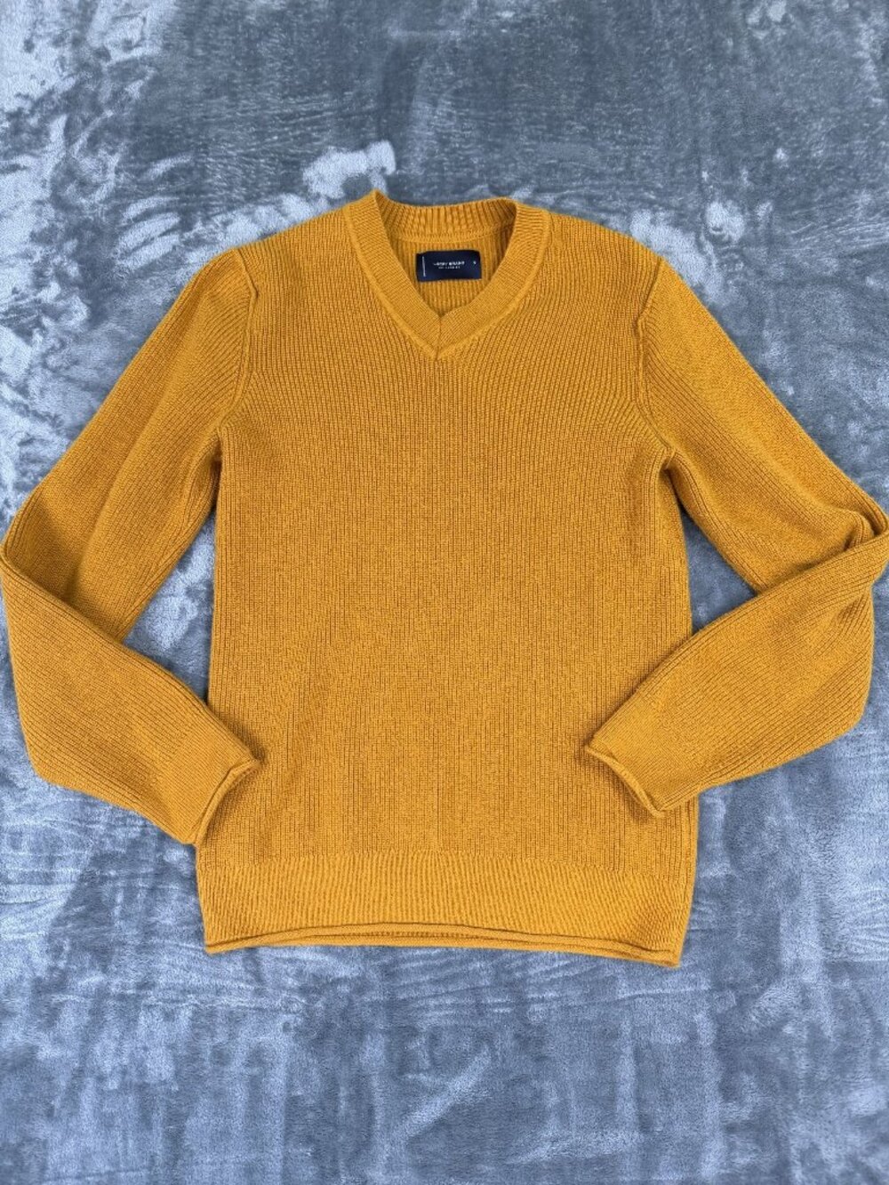 Lucky Brand Womens Small Mustard Yellow V-Neck Knit Sweater